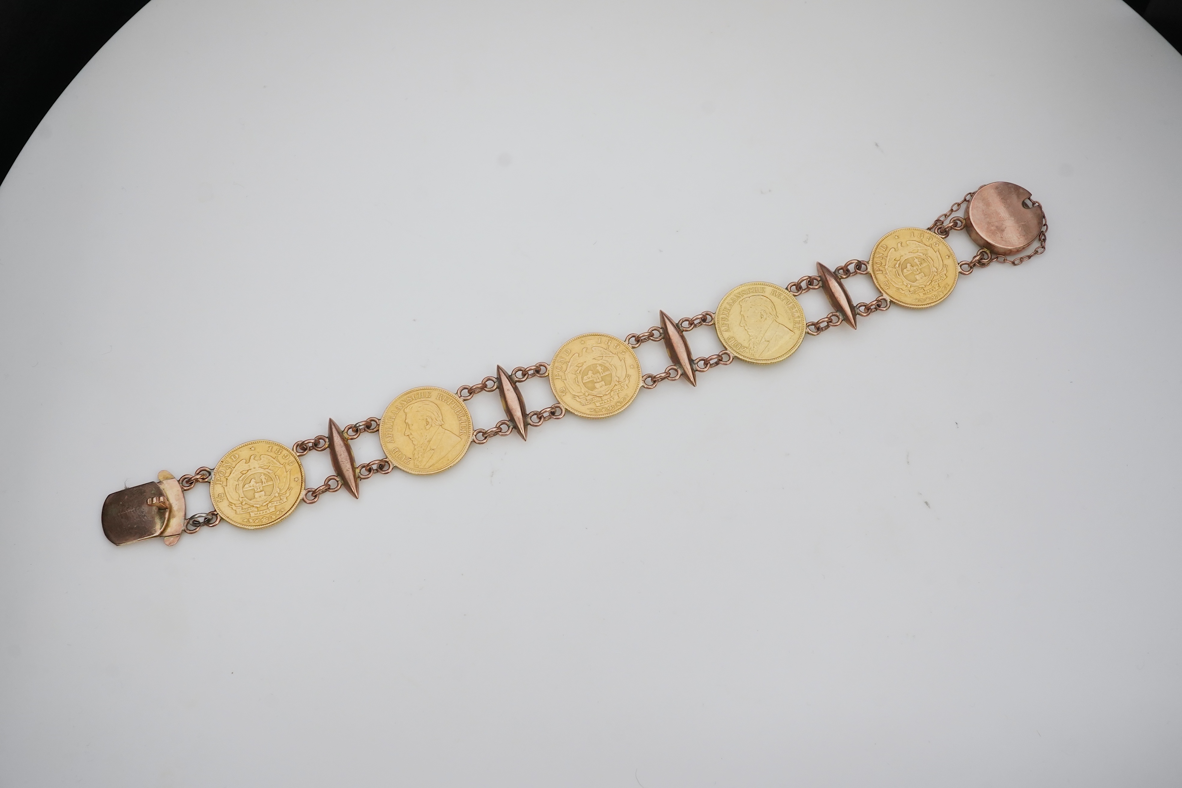 A late 19th century gold coin bracelet